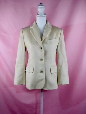 L.L. Bean Winter White Wool/Cashmere Blend 3-Button Blazer | Size 4 Petite